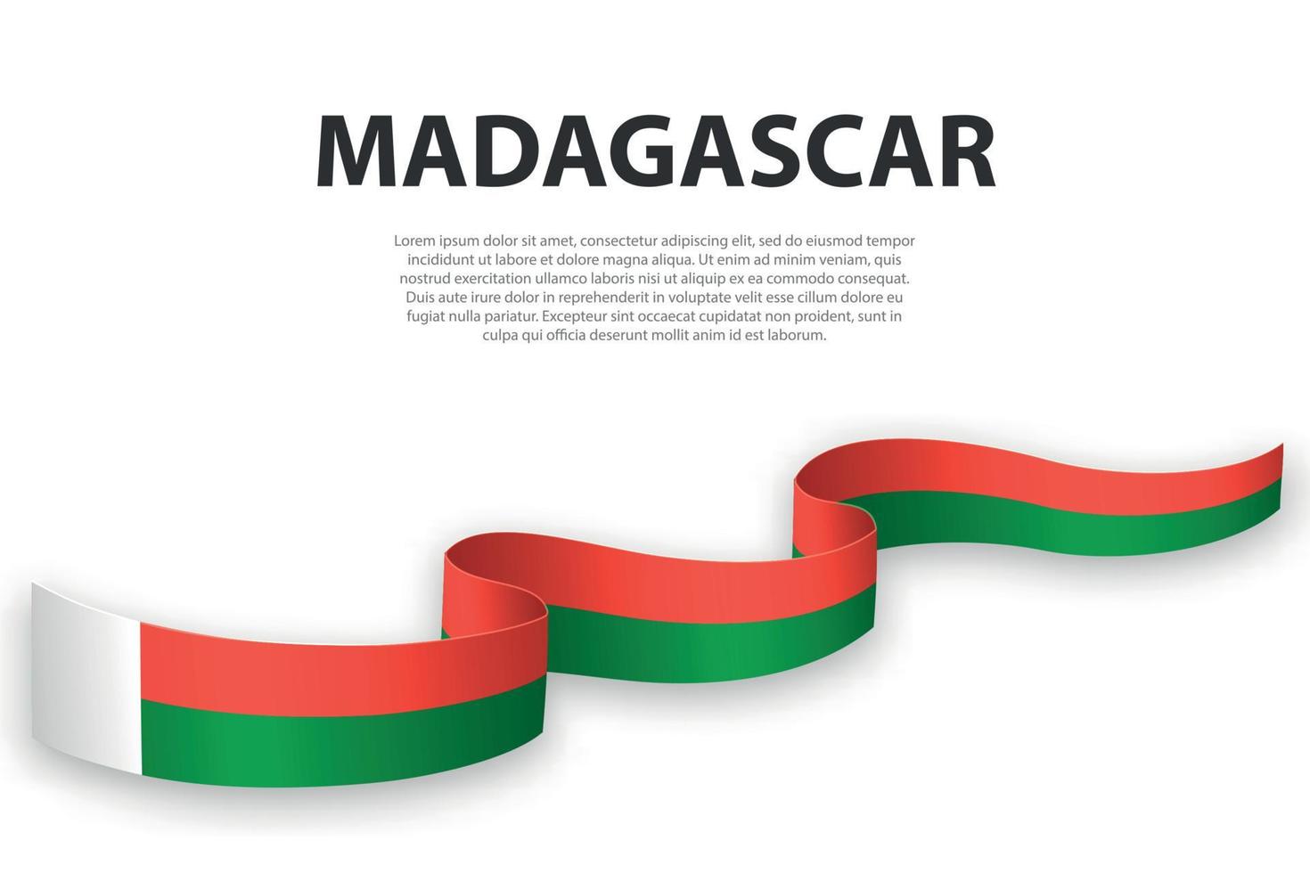 Waving ribbon or banner with flag of Madagascar vector