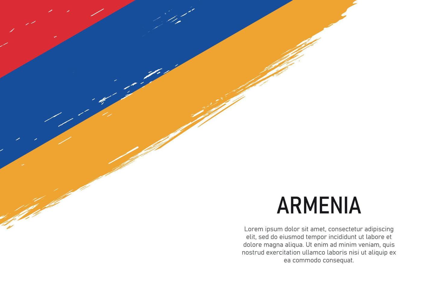 Fondo de trazo de pincel de estilo grunge con bandera de armenia vector