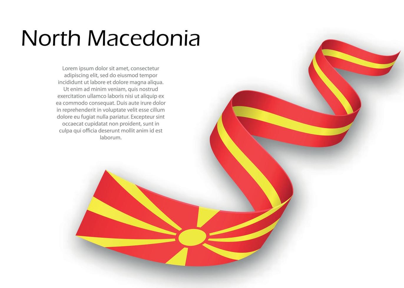 Waving ribbon or banner with flag of North Macedonia vector