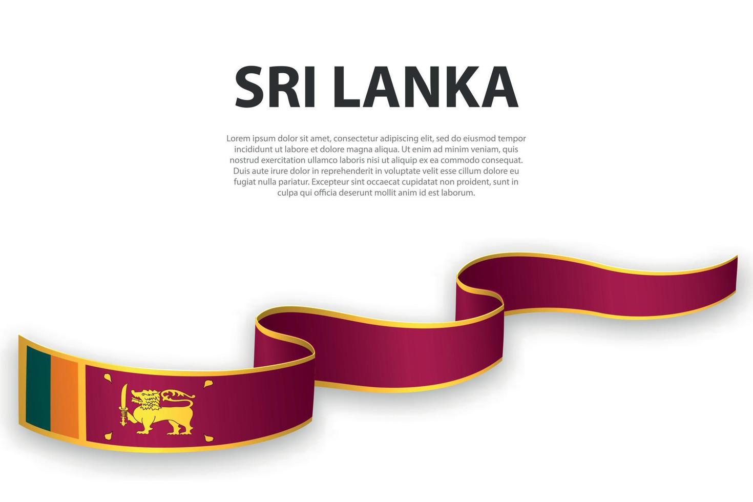 Waving ribbon or banner with flag of Sri Lanka vector