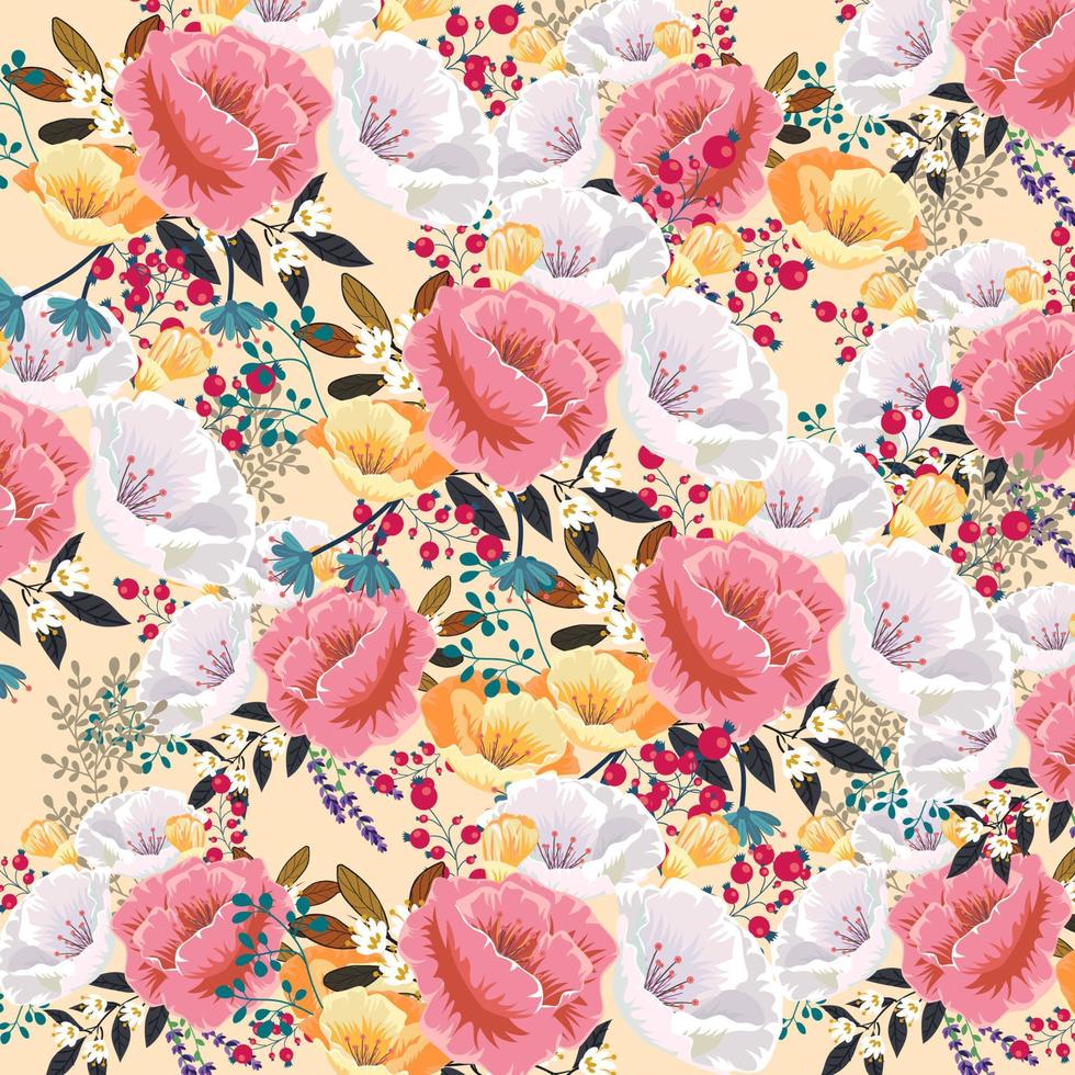 fondo floral rosa rosa primavera con acuarela vector