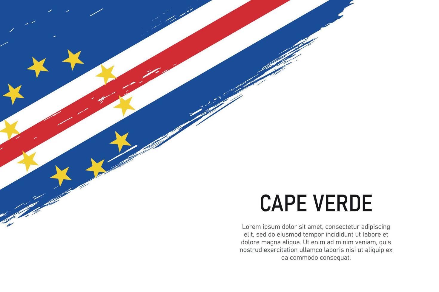 Fondo de trazo de pincel de estilo grunge con bandera de cabo verde vector