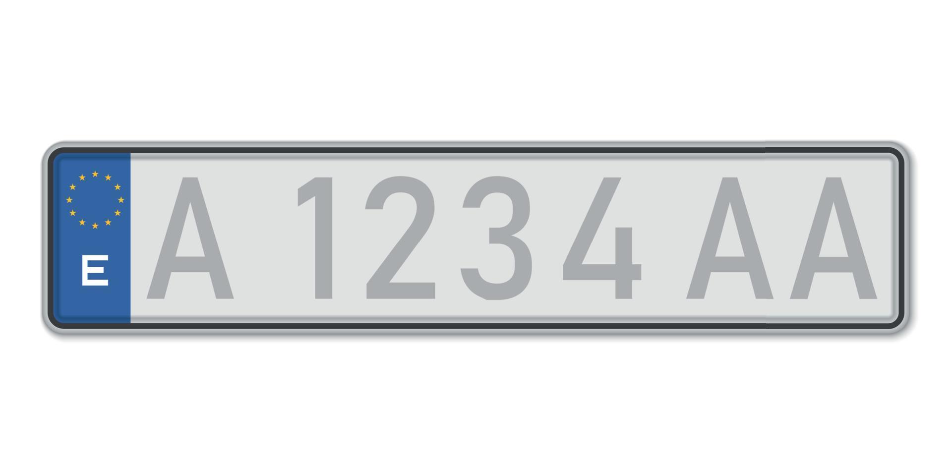 Car number plate. Vehicle registration license of Spain vector