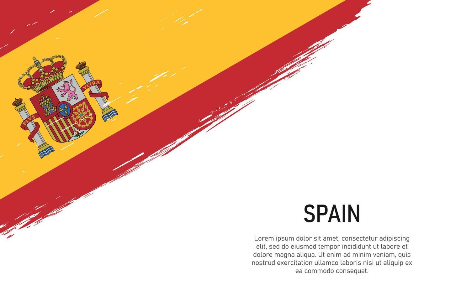 Fondo de trazo de pincel de estilo grunge con bandera de España vector