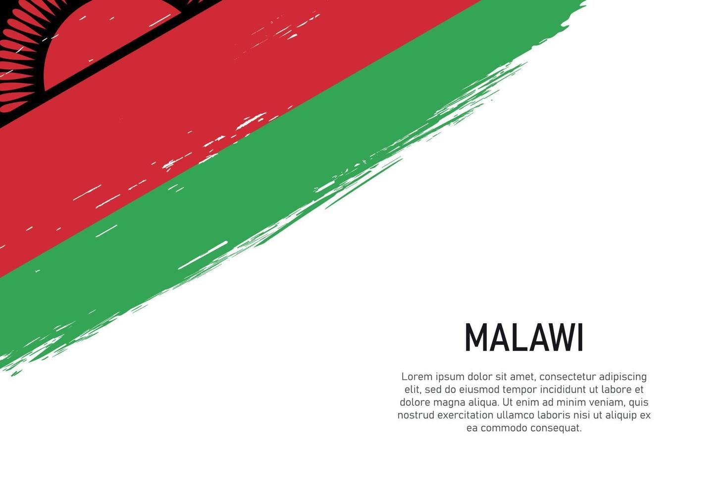 Fondo de trazo de pincel de estilo grunge con bandera de malawi vector