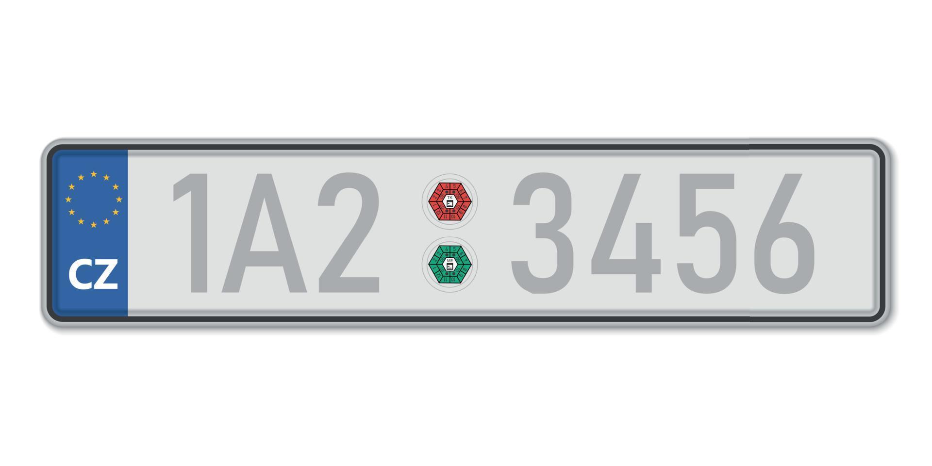 Car number plate. Vehicle registration license of Czech Republic vector