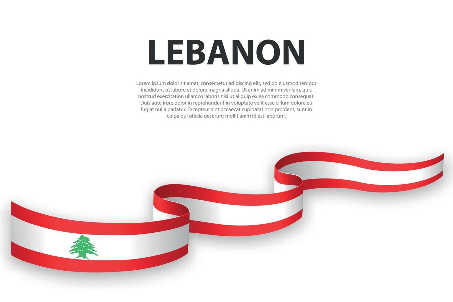 Waving ribbon or banner with flag of Lebanon vector