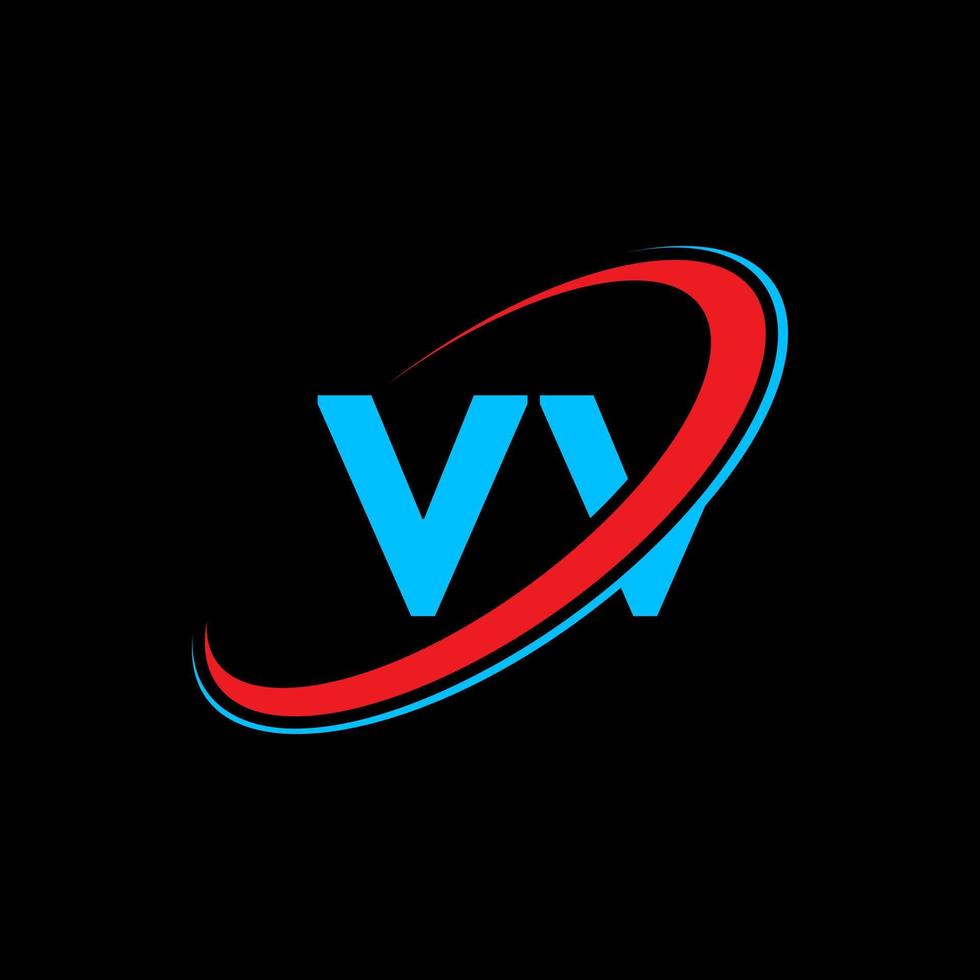 diseño del logotipo de la letra vv vv. letra inicial vv círculo vinculado en mayúsculas logo monograma rojo y azul. logotipo vv, diseño vv. v.v. vector