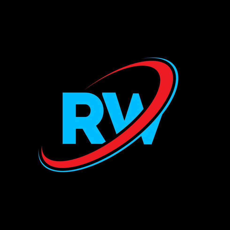 diseño del logotipo de la letra rw rw. letra inicial rw círculo vinculado en mayúsculas logotipo del monograma rojo y azul. logotipo de rw, diseño de rw. rw, rw vector