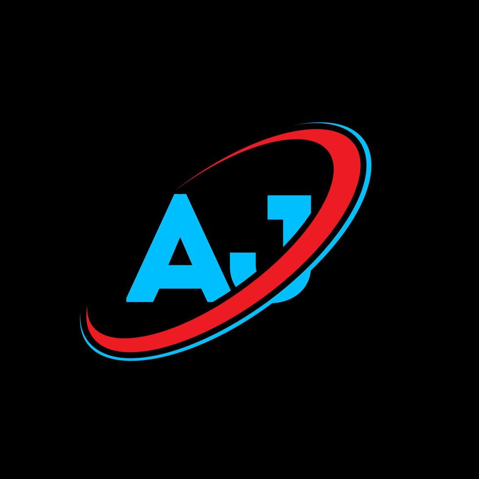 diseño del logotipo de la letra aj aj. letra inicial aj círculo vinculado en mayúsculas logo monograma rojo y azul. logotipo de aj, diseño de aj. aj, aj vector