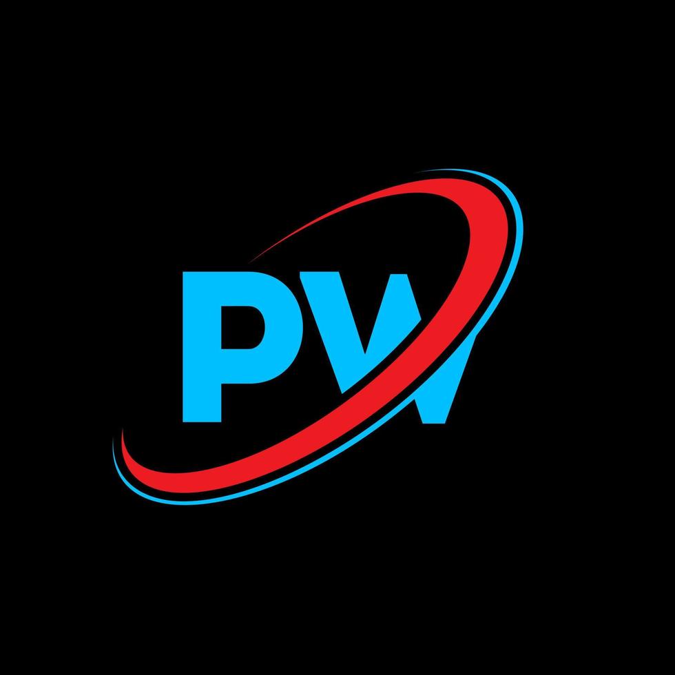 diseño del logotipo de la letra pw pw. letra inicial pw círculo vinculado en mayúsculas logo monograma rojo y azul. logotipo de pw, diseño de pw. pw, pw vector