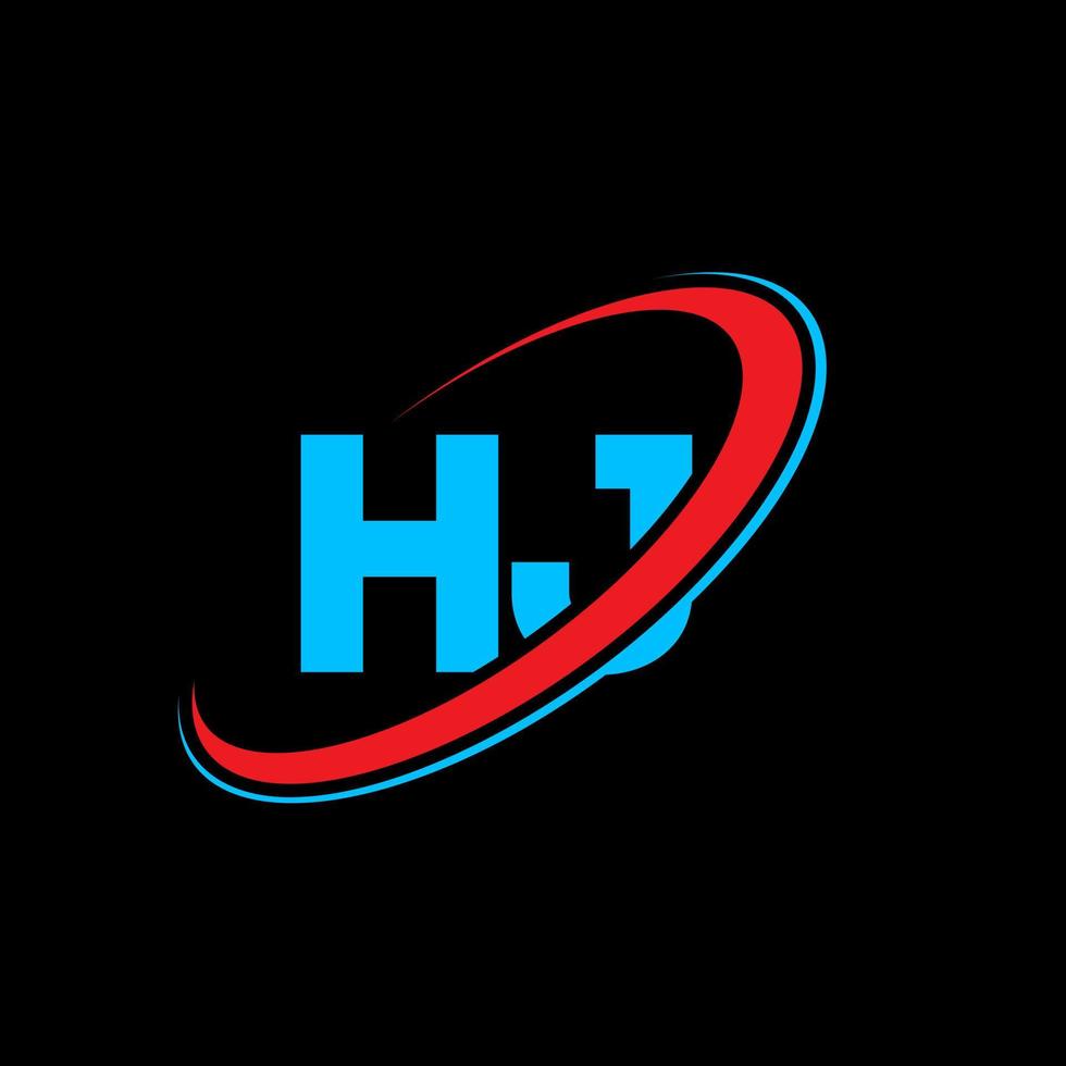 diseño del logotipo de la letra hj hj. letra inicial hj círculo vinculado en mayúsculas logo monograma rojo y azul. logotipo hj, diseño hj. hj, hj vector