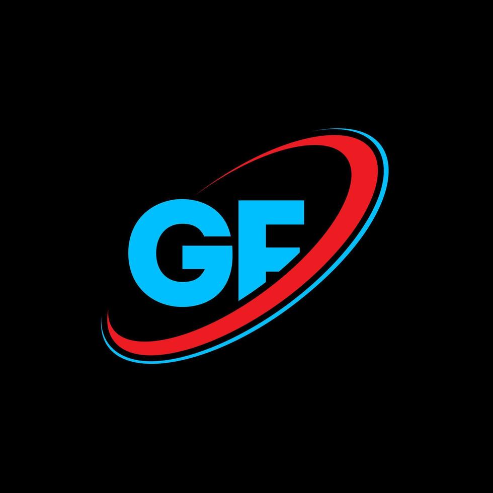 diseño del logotipo de la letra gf gf. letra inicial gf círculo vinculado en mayúsculas logo monograma rojo y azul. logotipo de gf, diseño de gf. novia, novia vector