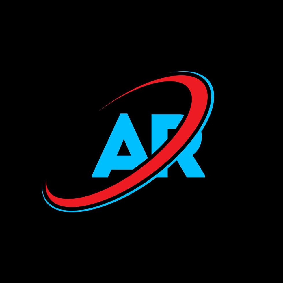 AR logo. AR design. Blue and red AR letter. AR letter logo design. Initial letter AR linked circle uppercase monogram logo. vector