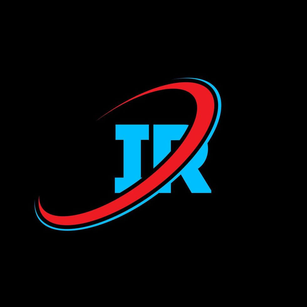 IR I R letter logo design. Initial letter IR linked circle uppercase monogram logo red and blue. IR logo, I R design. ir, i r vector