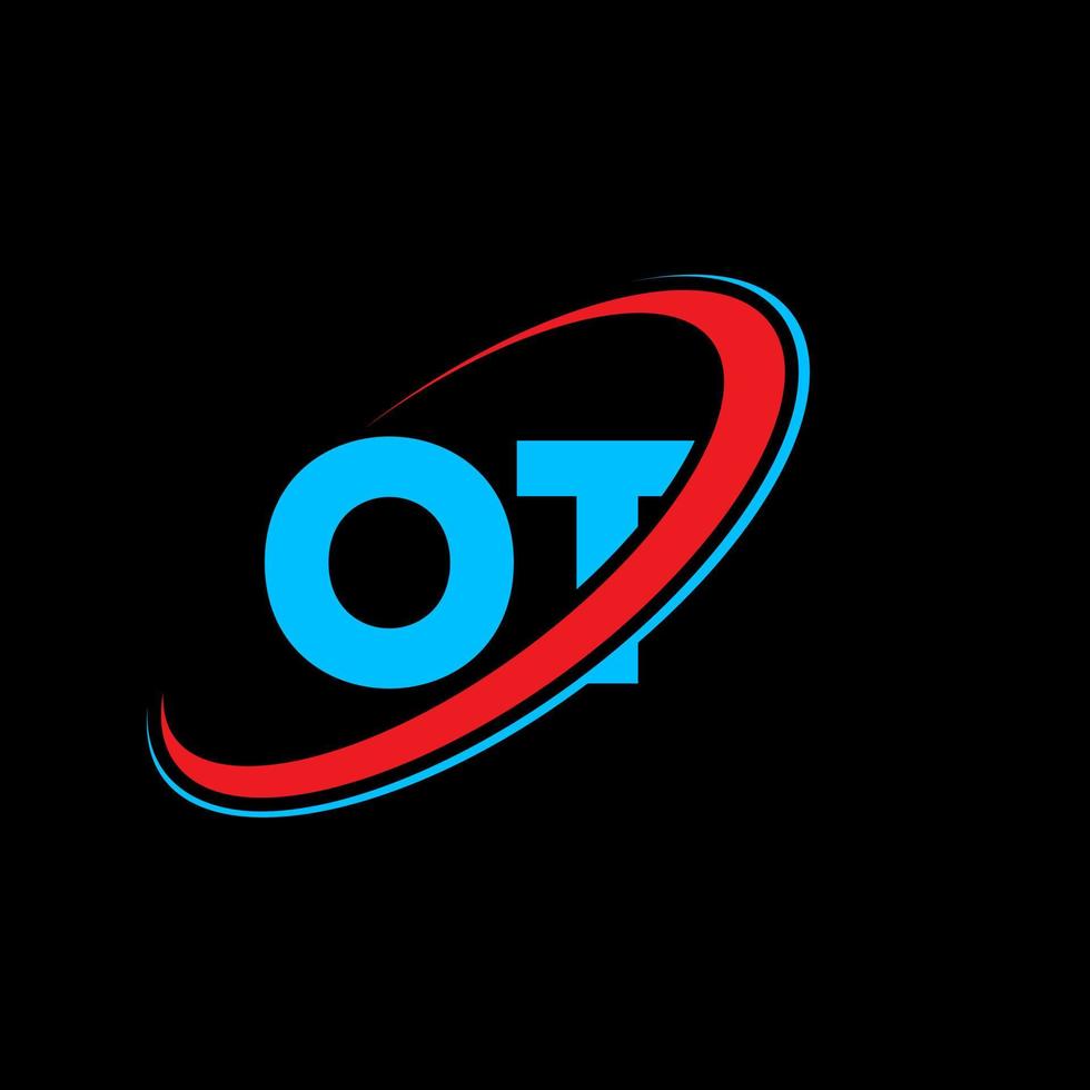 diseño del logotipo de la letra ot ot. letra inicial ot círculo vinculado en mayúsculas logo monograma rojo y azul. ot logotipo, ot diseño. ot, ot vector