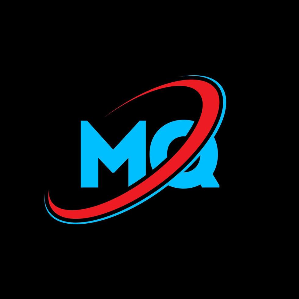 MQ logo. MQ design. Blue and red MQ letter. MQ letter logo design. Initial letter MQ linked circle uppercase monogram logo. vector