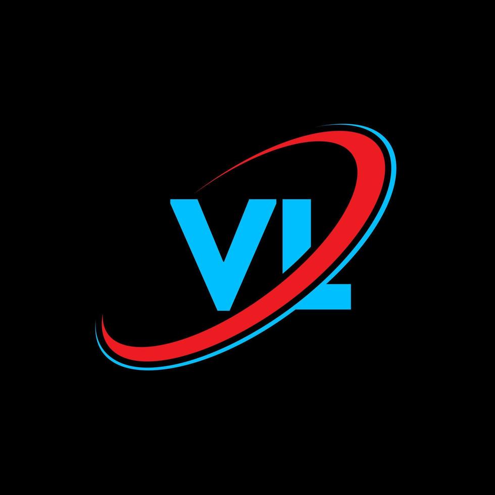 diseño del logotipo de la letra vl vl. letra inicial vl círculo vinculado en mayúsculas logo monograma rojo y azul. logotipo vl, diseño vl. vl, vl vector