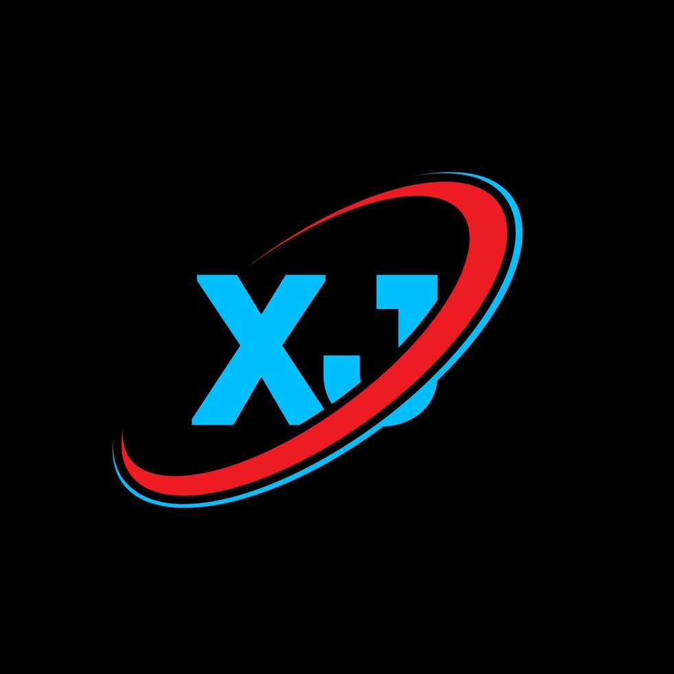 diseño del logotipo de la letra xj xj. letra inicial xj círculo vinculado en mayúsculas logotipo del monograma rojo y azul. logotipo xj, diseño xj. xj, xj vector