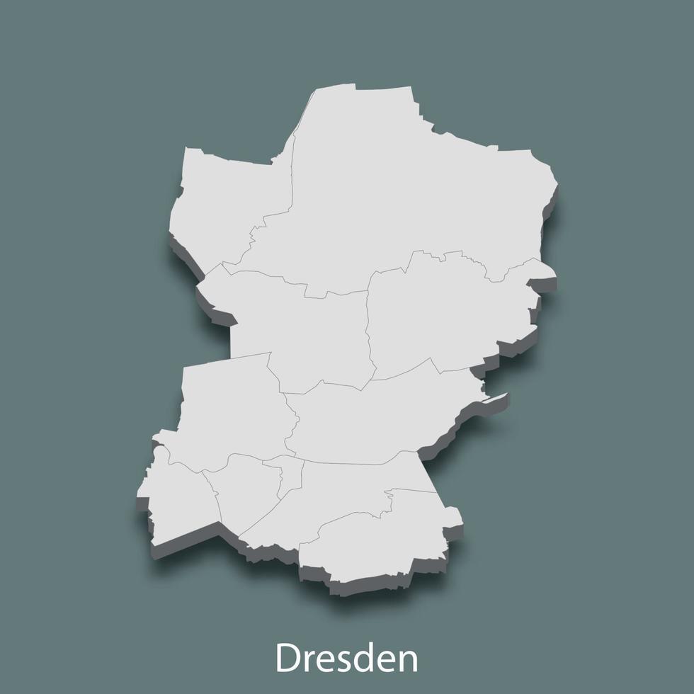 3d isometric map of Dresden is a city of Germany vector