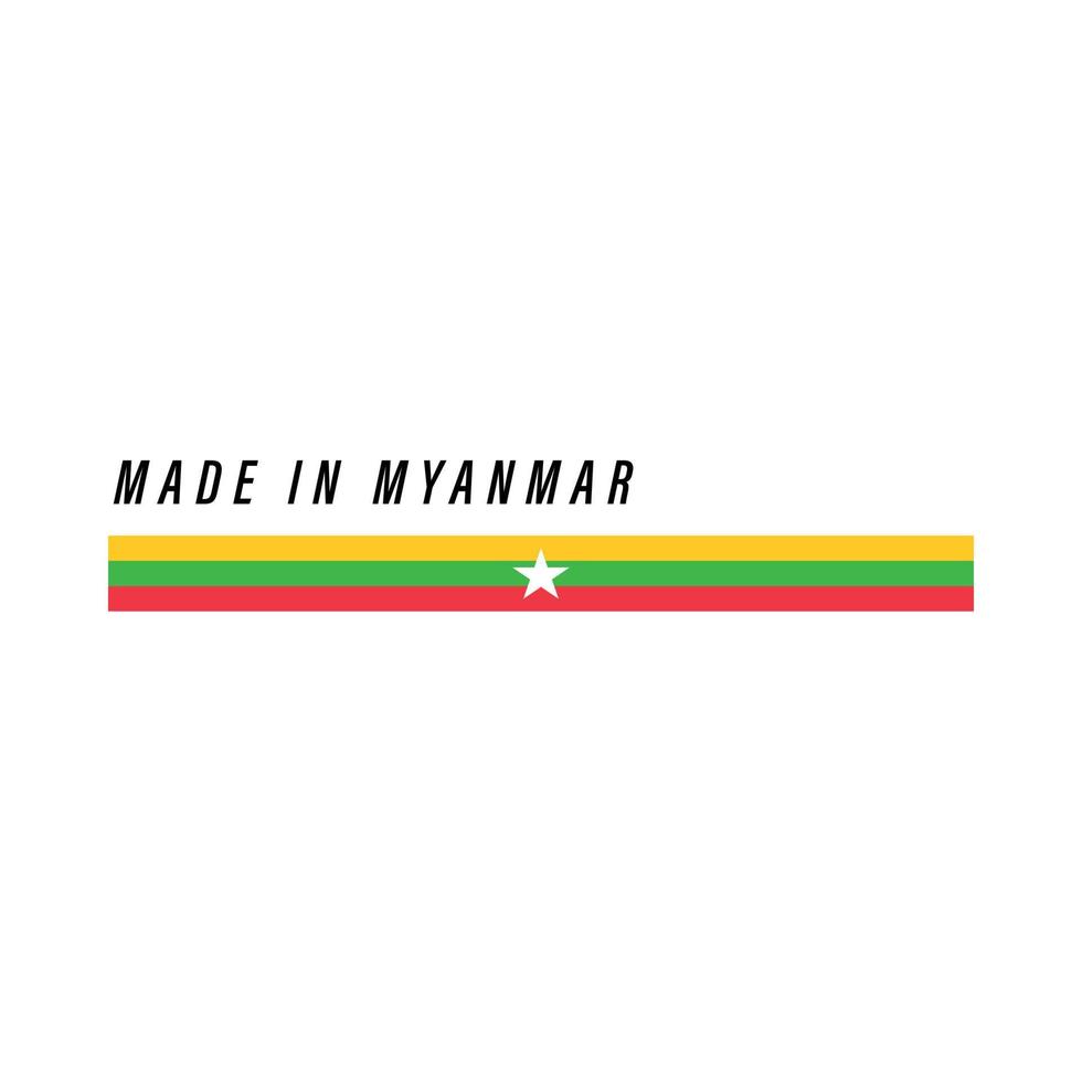 Made in Myanmar, badge or label with flag isolated vector