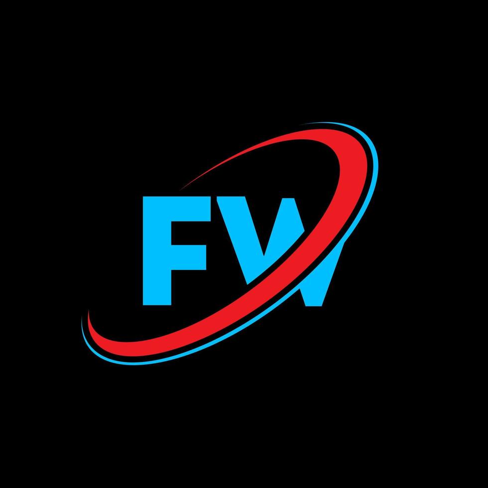 diseño del logotipo de la letra fw fw. letra inicial fw círculo vinculado en mayúsculas logo monograma rojo y azul. logotipo de fw, diseño de fw. adelante, adelante vector