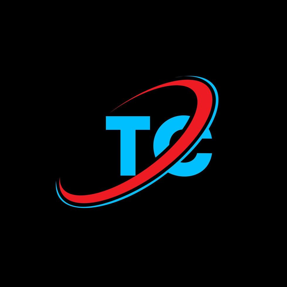 diseño del logotipo de la letra tc tc. letra inicial tc círculo vinculado en mayúsculas logo monograma rojo y azul. logotipo de tc, diseño de tc. tc, tc vector