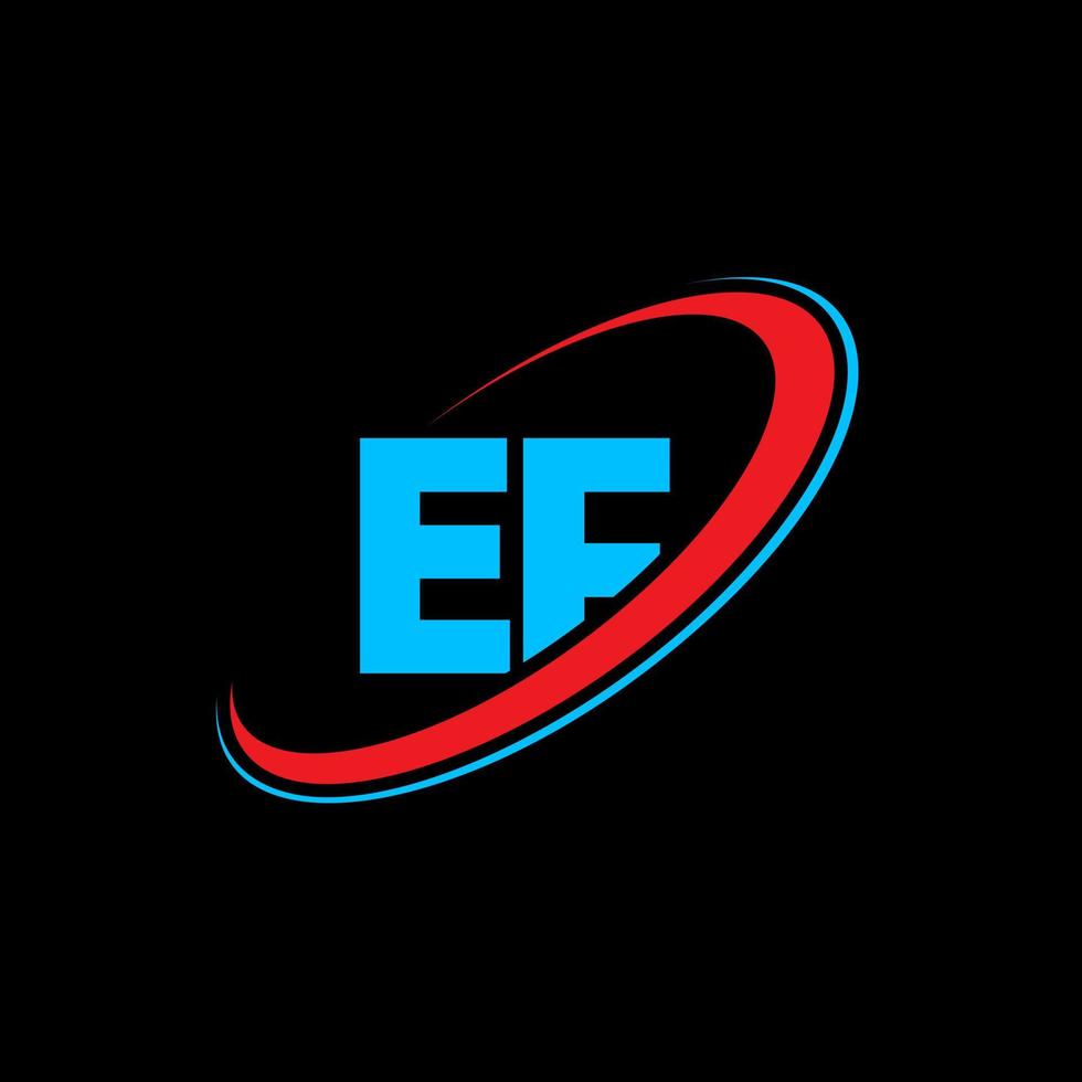 diseño del logotipo de la letra ef ef. letra inicial ef círculo vinculado en mayúsculas logo monograma rojo y azul. logotipo de ef, diseño de ef. ef, ef vector