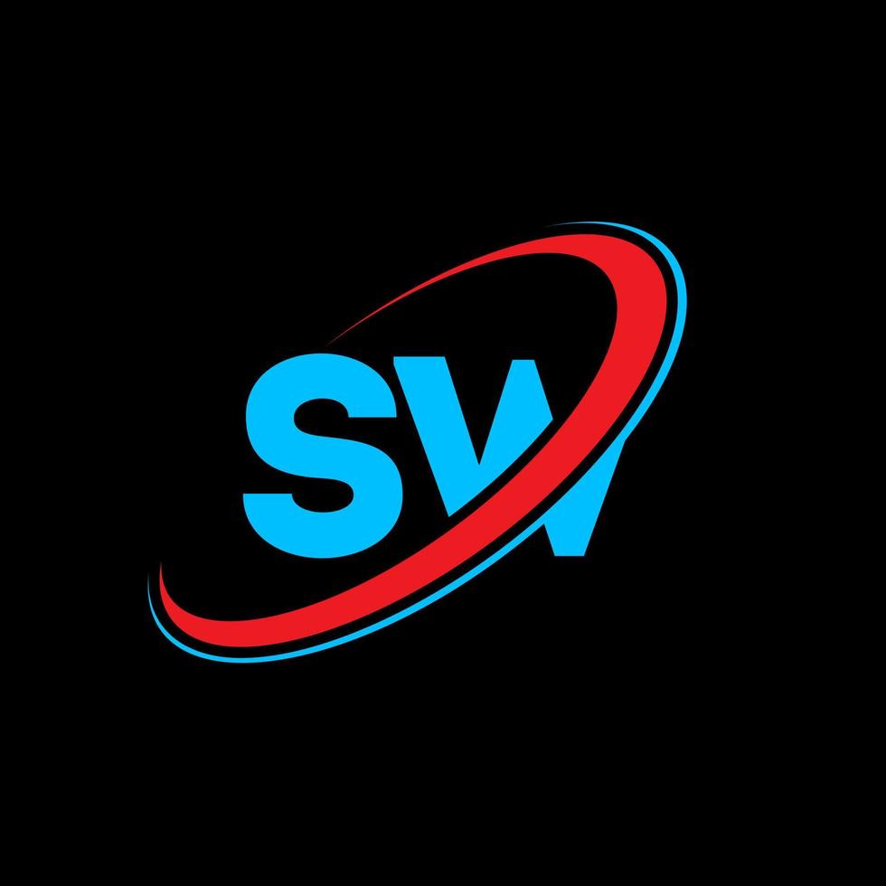 diseño del logotipo de la letra sw sw. letra inicial sw círculo vinculado mayúsculas logo monograma rojo y azul. logotipo de sw, diseño de sw. sw, sw vector