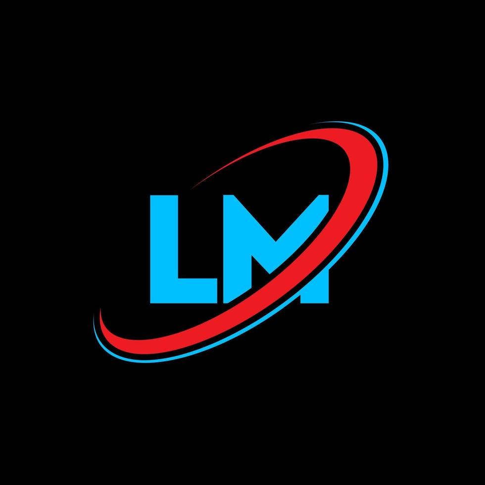 Diseño del logotipo de la letra lm lm. letra inicial lm círculo vinculado en mayúsculas logotipo del monograma rojo y azul. logotipo de película, diseño de película. yo, yo vector