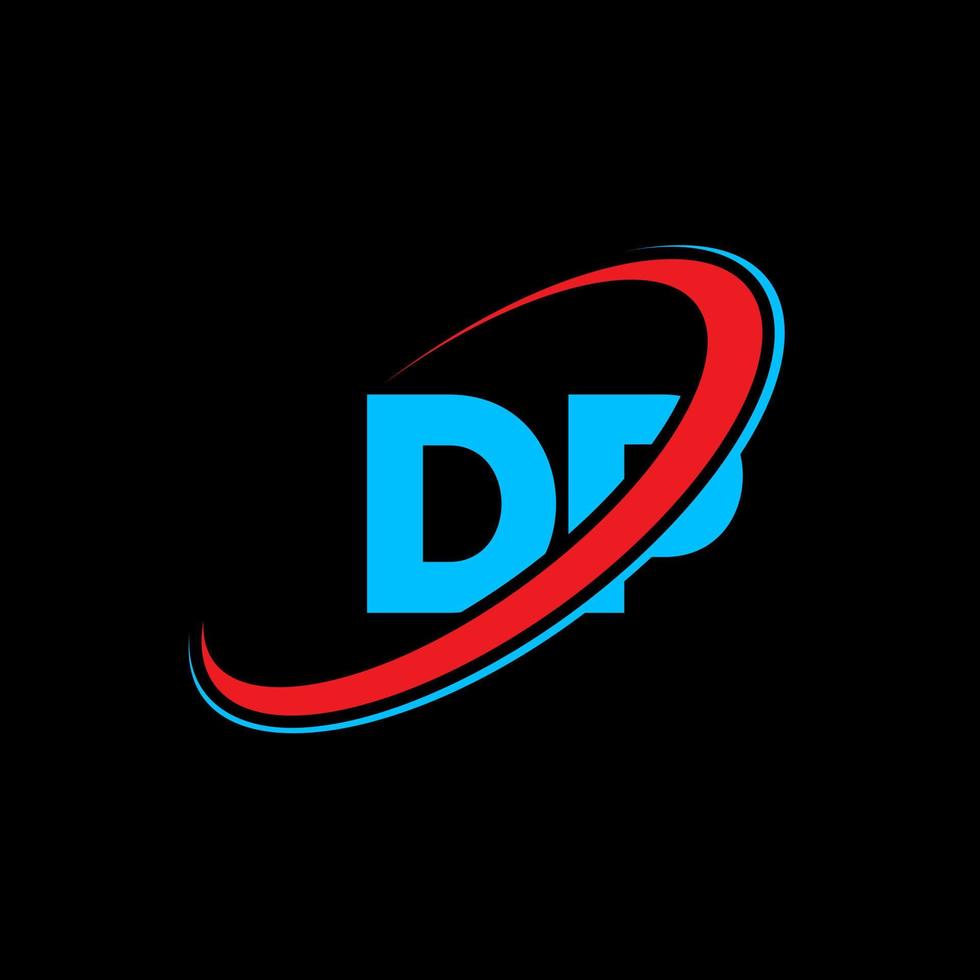 logotipo de dp. diseño de dp. letra dp azul y roja. diseño del logotipo de la letra dp. letra inicial dp círculo vinculado logotipo de monograma en mayúsculas. vector