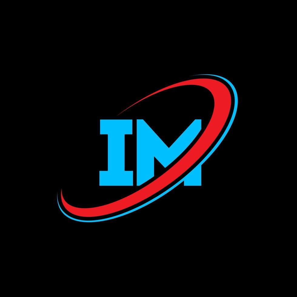 IM I M letter logo design. Initial letter IM linked circle uppercase monogram logo red and blue. IM logo, I M design. im, i m vector