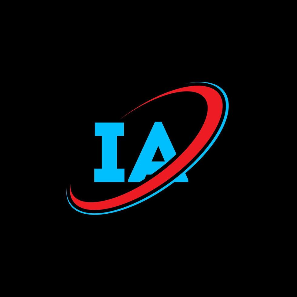 IA logo. IA design. Blue and red IA letter. IA letter logo design. Initial letter IA linked circle uppercase monogram logo. vector