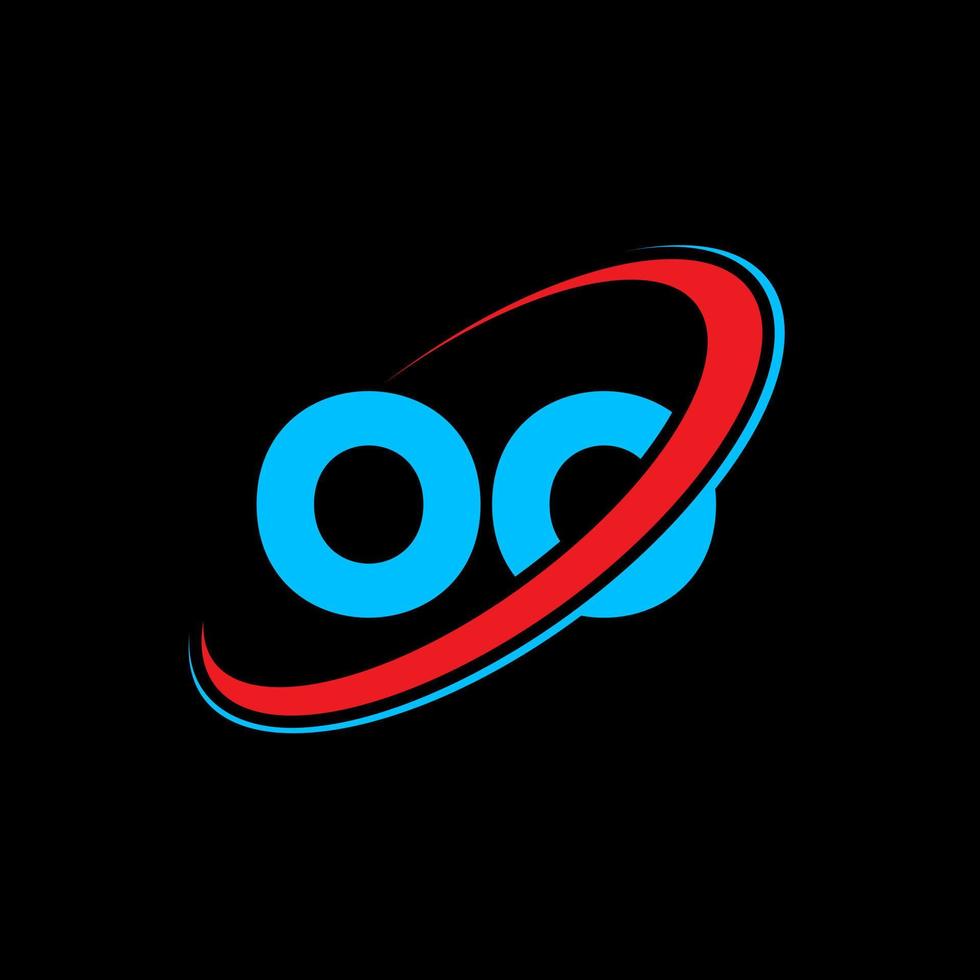 diseño del logotipo de la letra oo oo. letra inicial oo círculo vinculado en mayúsculas logo monograma rojo y azul. oo logotipo, oo diseño. oh, oh vector