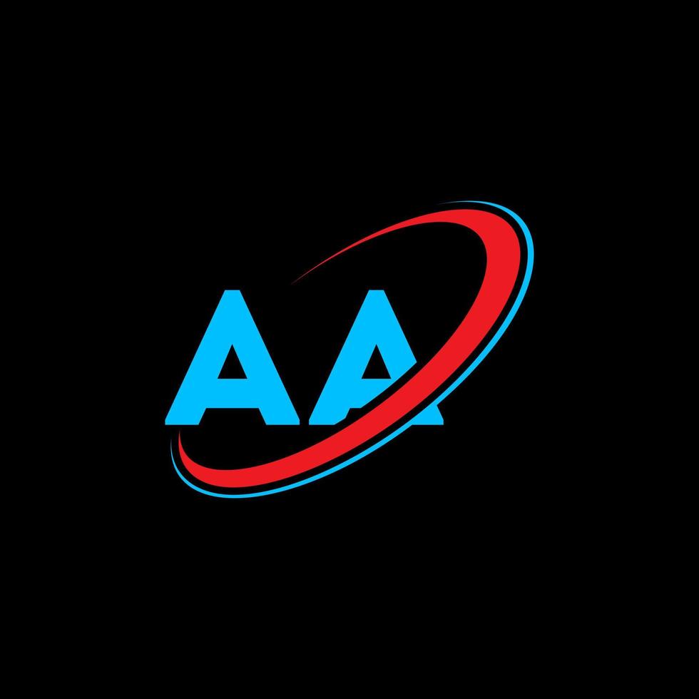 AA A A letter logo design. Initial letter AA linked circle uppercase monogram logo red and blue. AA logo, A A design. aa, a a vector