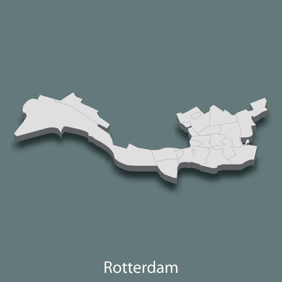 3d isometric map of Rotterdam is a city of Netherlands vector