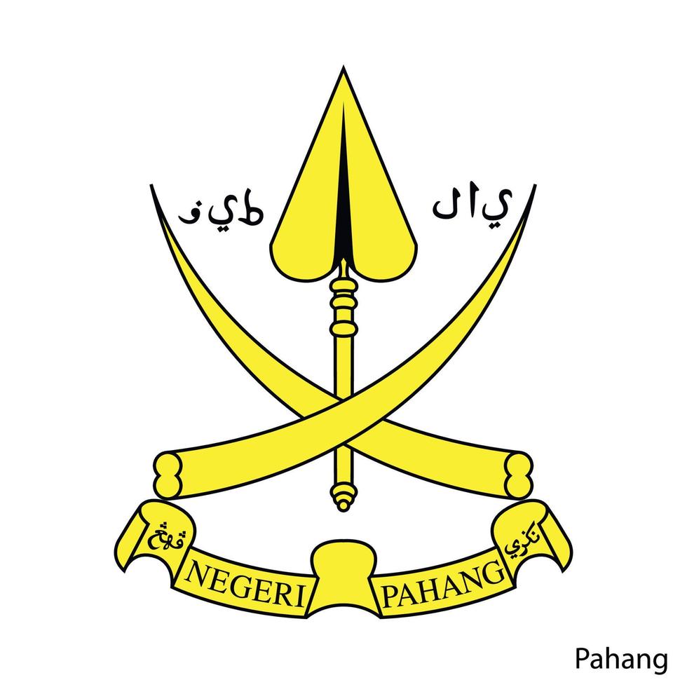 Coat of Arms of Pahang is a Malaysian region. Vector emblem
