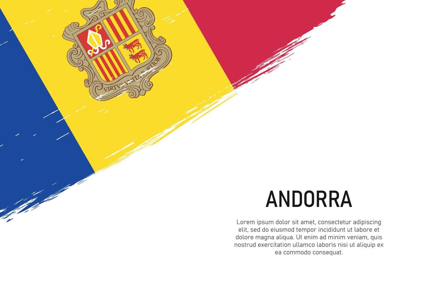 Grunge styled brush stroke background with flag of Andorra vector