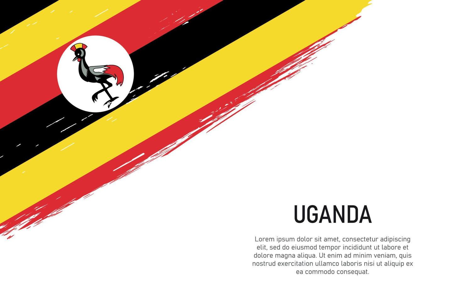 Grunge styled brush stroke background with flag of Uganda vector