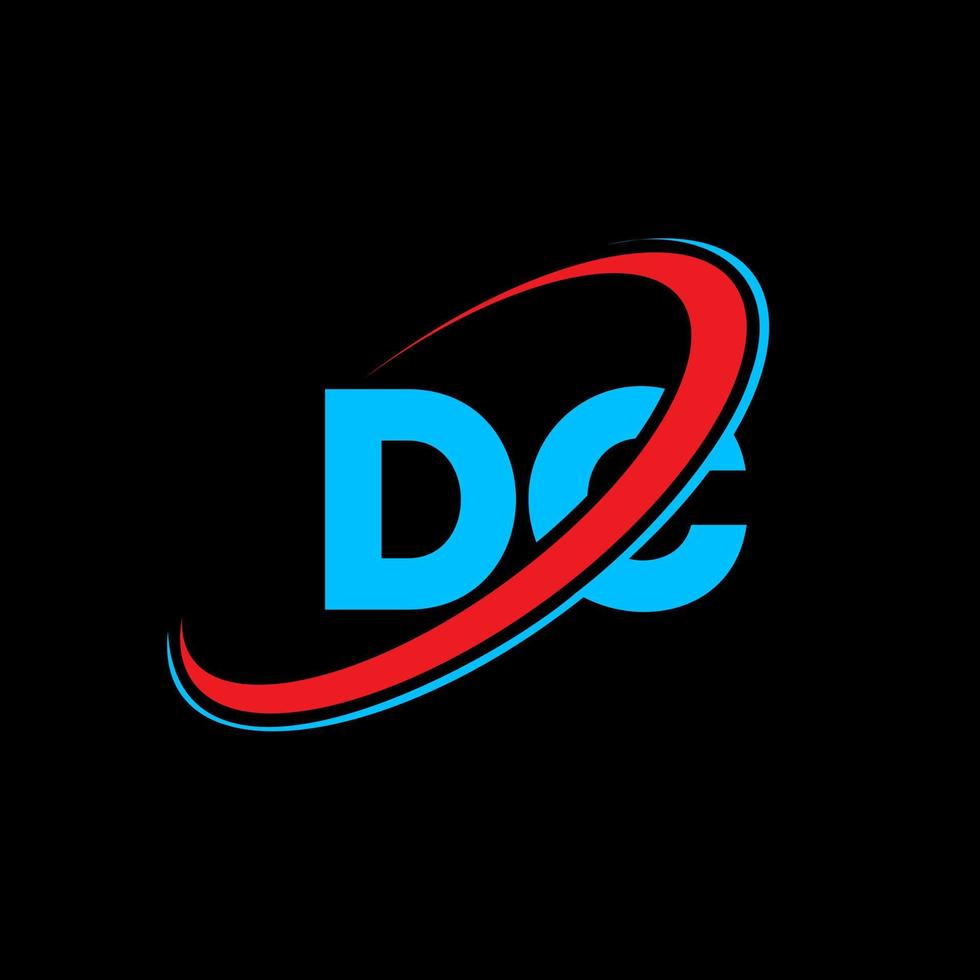 diseño del logotipo de la letra dc dc. letra inicial dc círculo vinculado mayúsculas monograma logo rojo y azul. logotipo de CC, diseño de CC. corriente continua, corriente continua vector