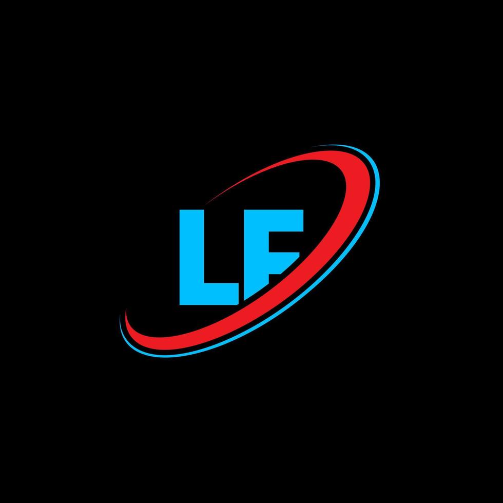 Diseño del logotipo de la letra lf lf. letra inicial lf círculo vinculado en mayúsculas logo monograma rojo y azul. logotipo lf, diseño lf. si si vector