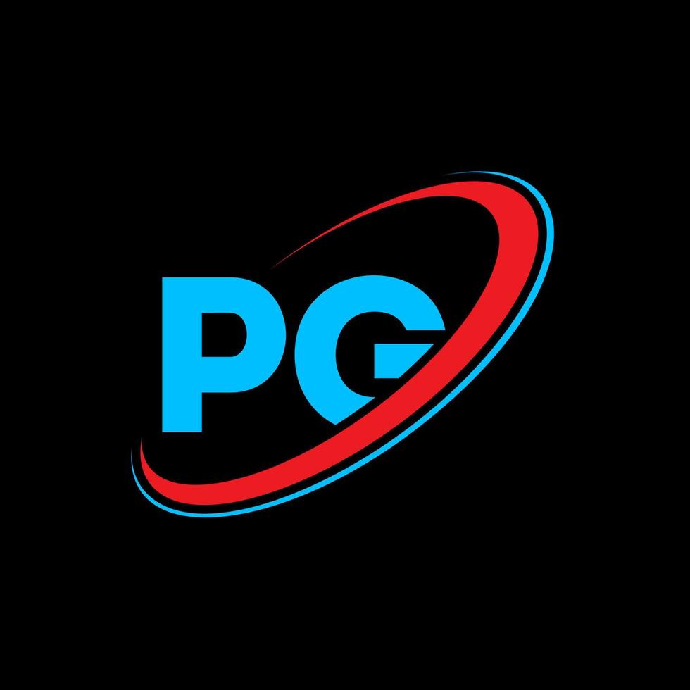 logotipo de pg. diseño de páginas letra pg azul y roja. diseño del logotipo de la letra pg. letra inicial pg círculo vinculado logotipo de monograma en mayúsculas. vector