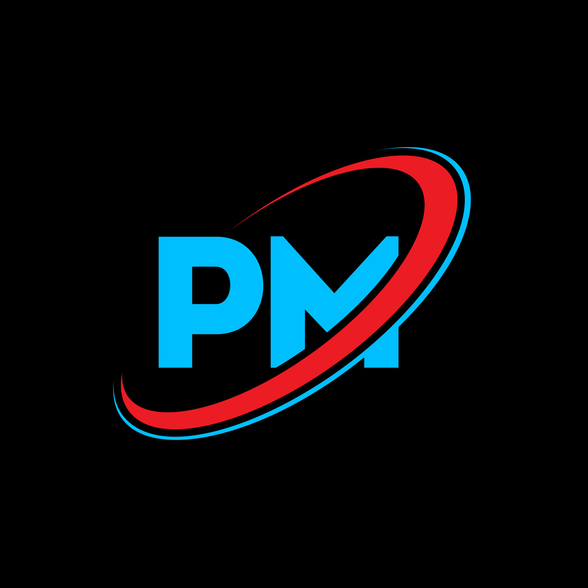 PM P M Letter Logo Design. Initial Letter PM Linked Circle