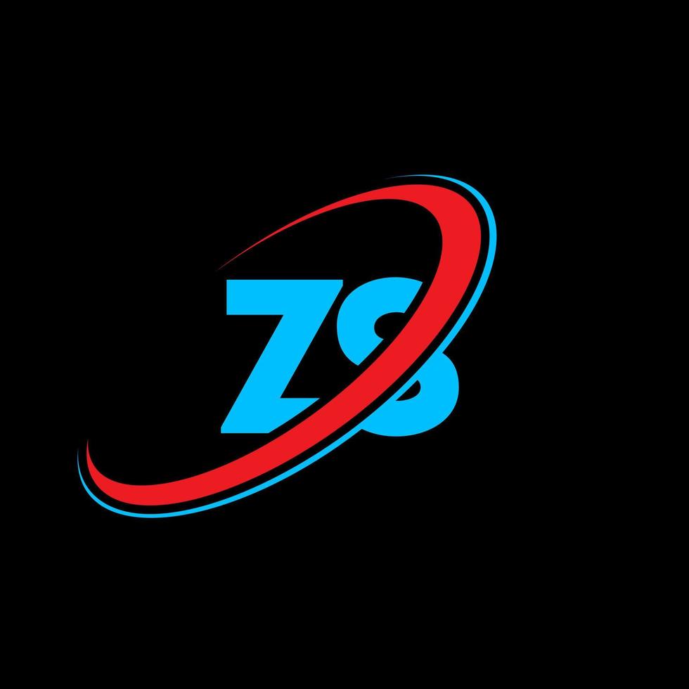 ZS Z S letter logo design. Initial letter ZS linked circle uppercase monogram logo red and blue. ZS logo, Z S design. zs, z s vector