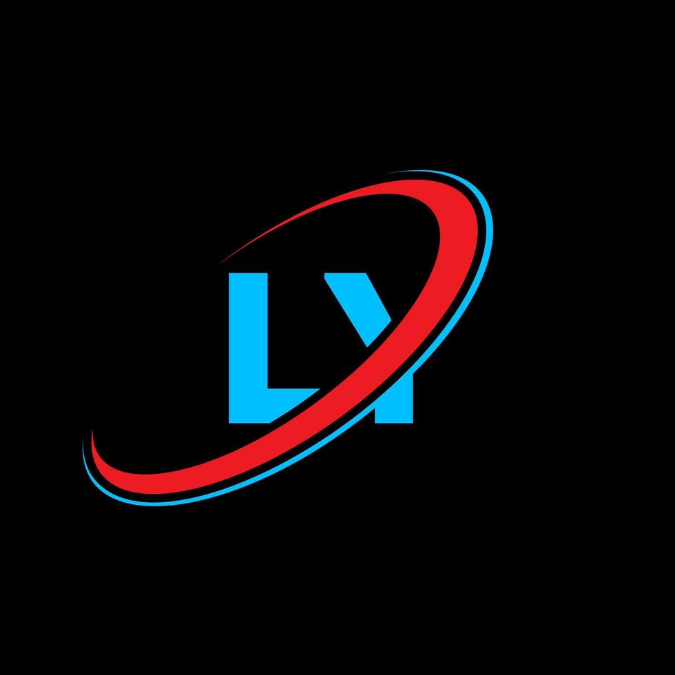 logotipo de ly. ly diseño. letra ly azul y roja. diseño del logotipo de la letra ly. letra inicial ly círculo vinculado en mayúsculas logotipo del monograma. vector