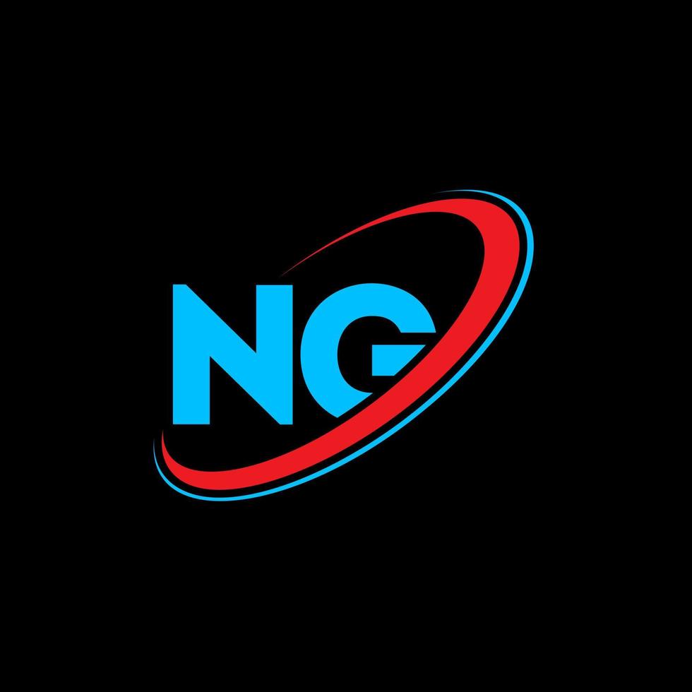 NG logo. NG design. Blue and red NG letter. NG letter logo design. Initial letter NG linked circle uppercase monogram logo. vector