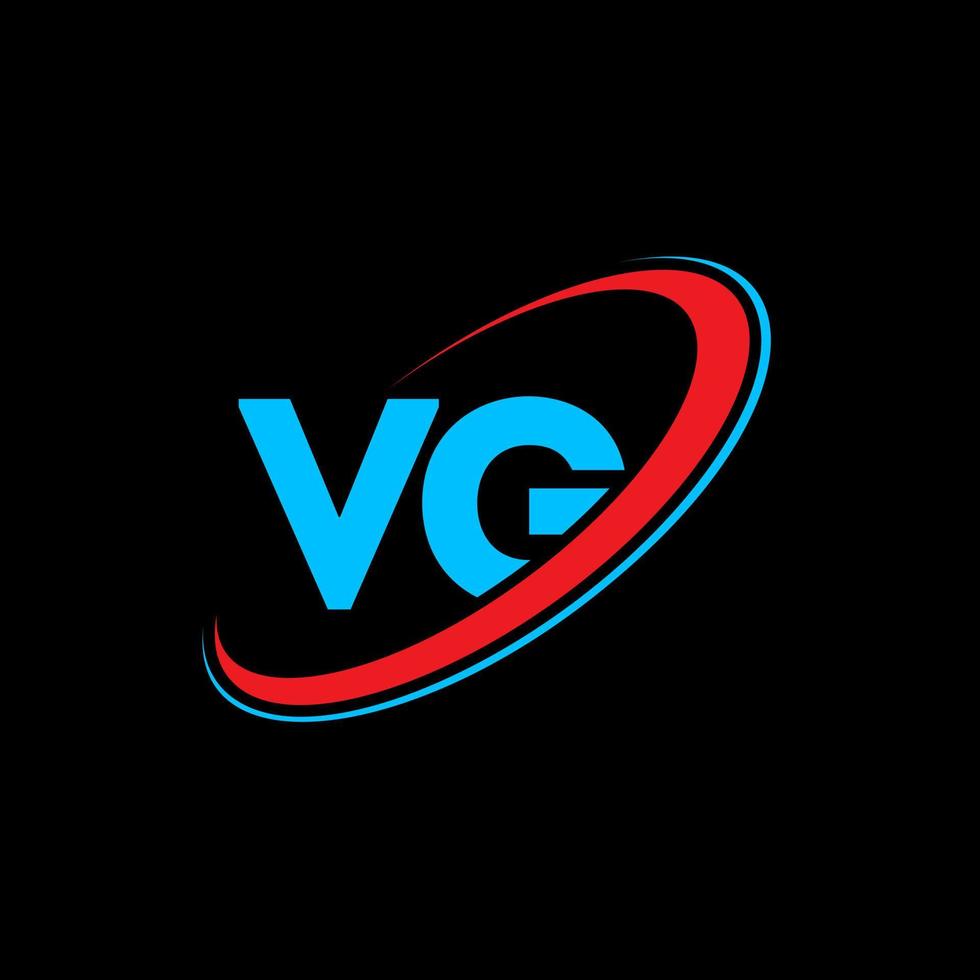 logotipo vg. diseño vg. letra vg azul y roja. diseño del logotipo de la letra vg. letra inicial vg círculo vinculado logotipo de monograma en mayúsculas. vector