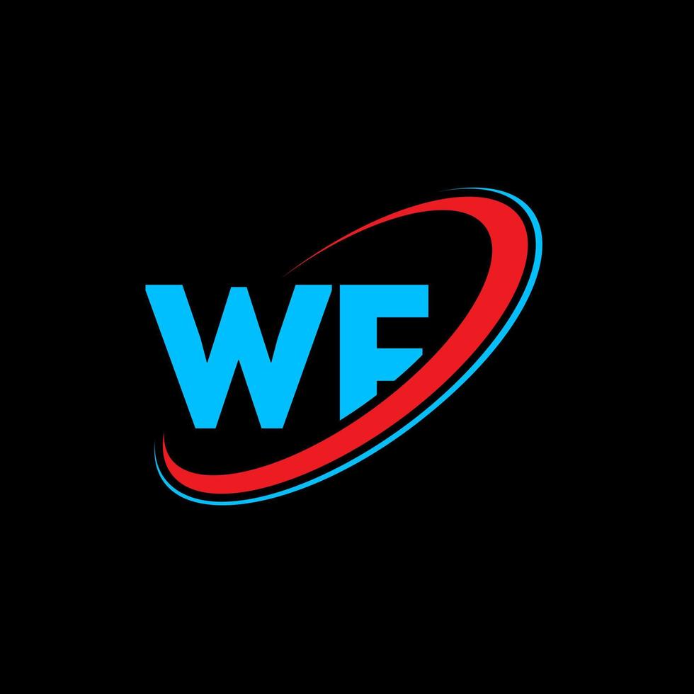 diseño del logotipo de la letra wf wf. letra inicial wf círculo vinculado en mayúsculas logo monograma rojo y azul. logotipo wf, diseño wf. wf, wf vector