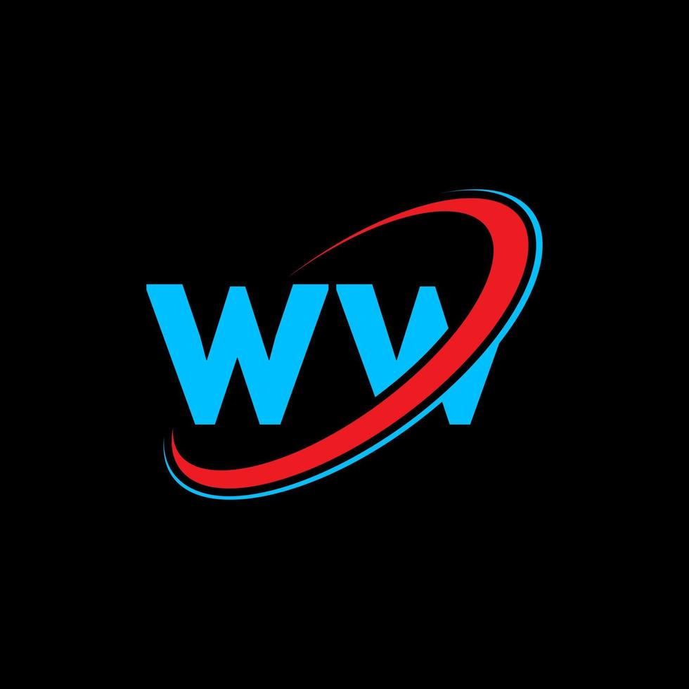 diseño del logotipo de la letra ww ww. letra inicial ww círculo vinculado en mayúsculas logo monograma rojo y azul. logotipo ww, diseño ww. wow vector