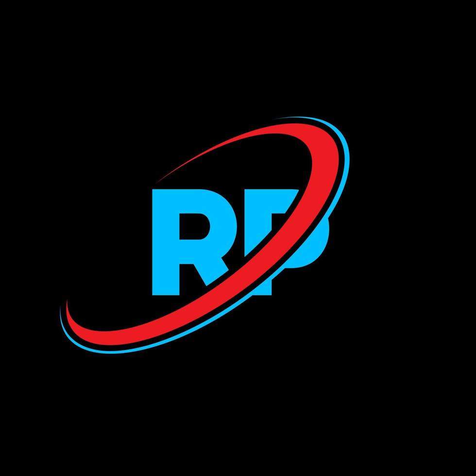 diseño del logotipo de la letra rp rp. letra inicial rp círculo vinculado en mayúsculas logotipo del monograma rojo y azul. logotipo de rp, diseño de rp. rp, rp vector